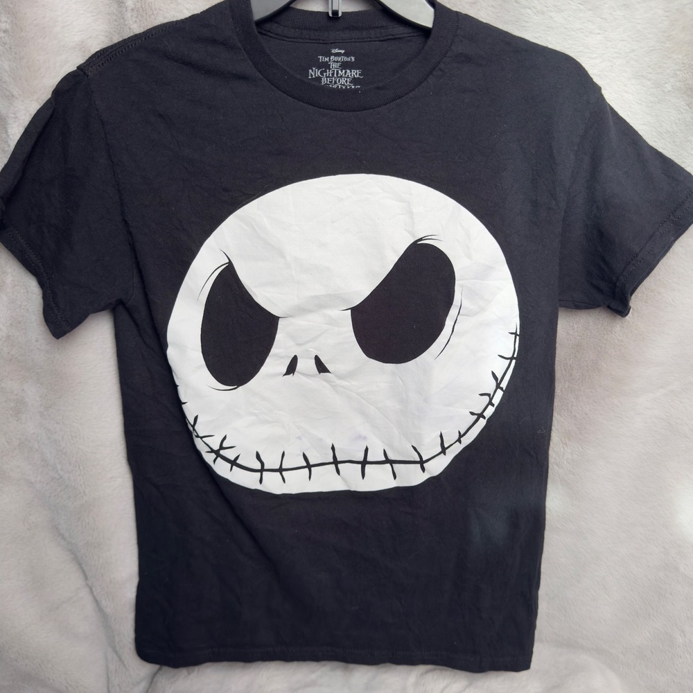Disney Nightmare Before Christmas Jack Skellington Face T-Shirt Black Adult S